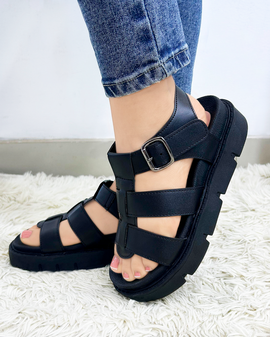 CANASTA SANDALIA NEGRO..