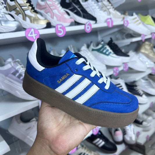 -SAMBA AZUL SUEDE / BLANCO